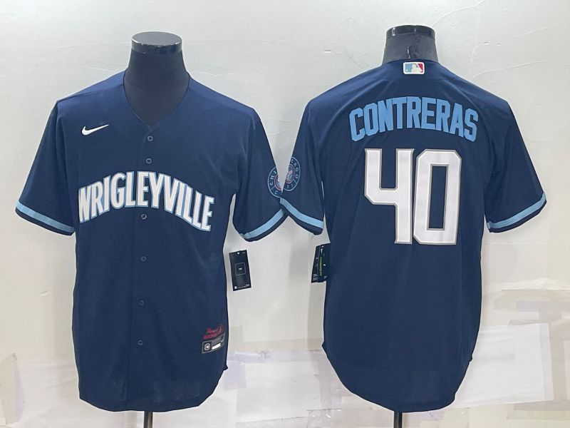 Men Chicago Cubs 40 Contreras Blue City Edition Game Nike 2022 MLB Jersey